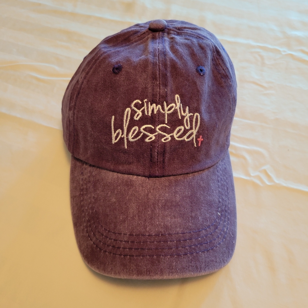 "Simply Blessed" Embroidered Adjustable Baseball Hat, NWT - Picture 2 of 5